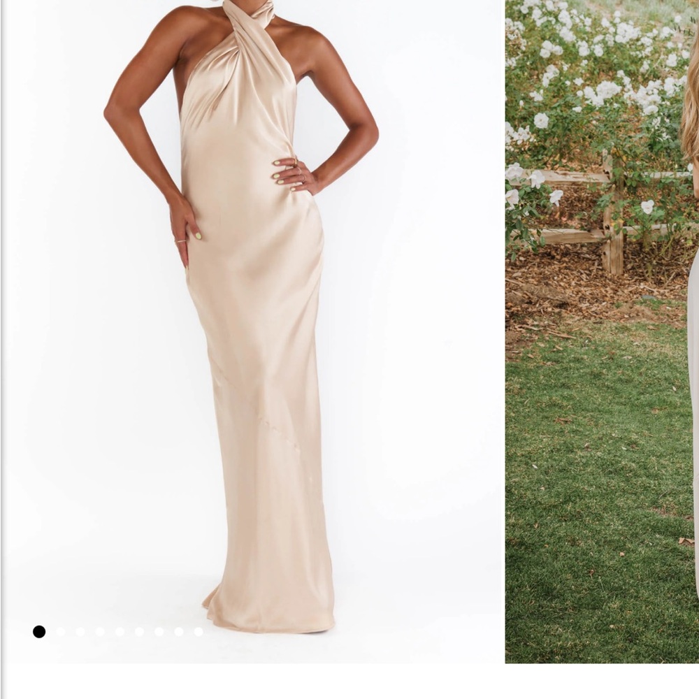 Show Me Your MuMu Jasmine Gown - Elegant Champagne Halter Gown